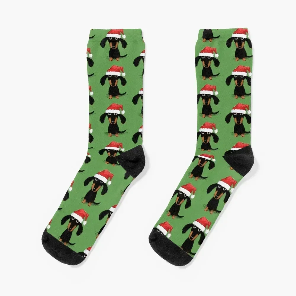 Doxie Clause Santa Dachshund | Funny Wiener Dog Christmas Socks FASHION compression cotton custom sports Socks Men's Women's