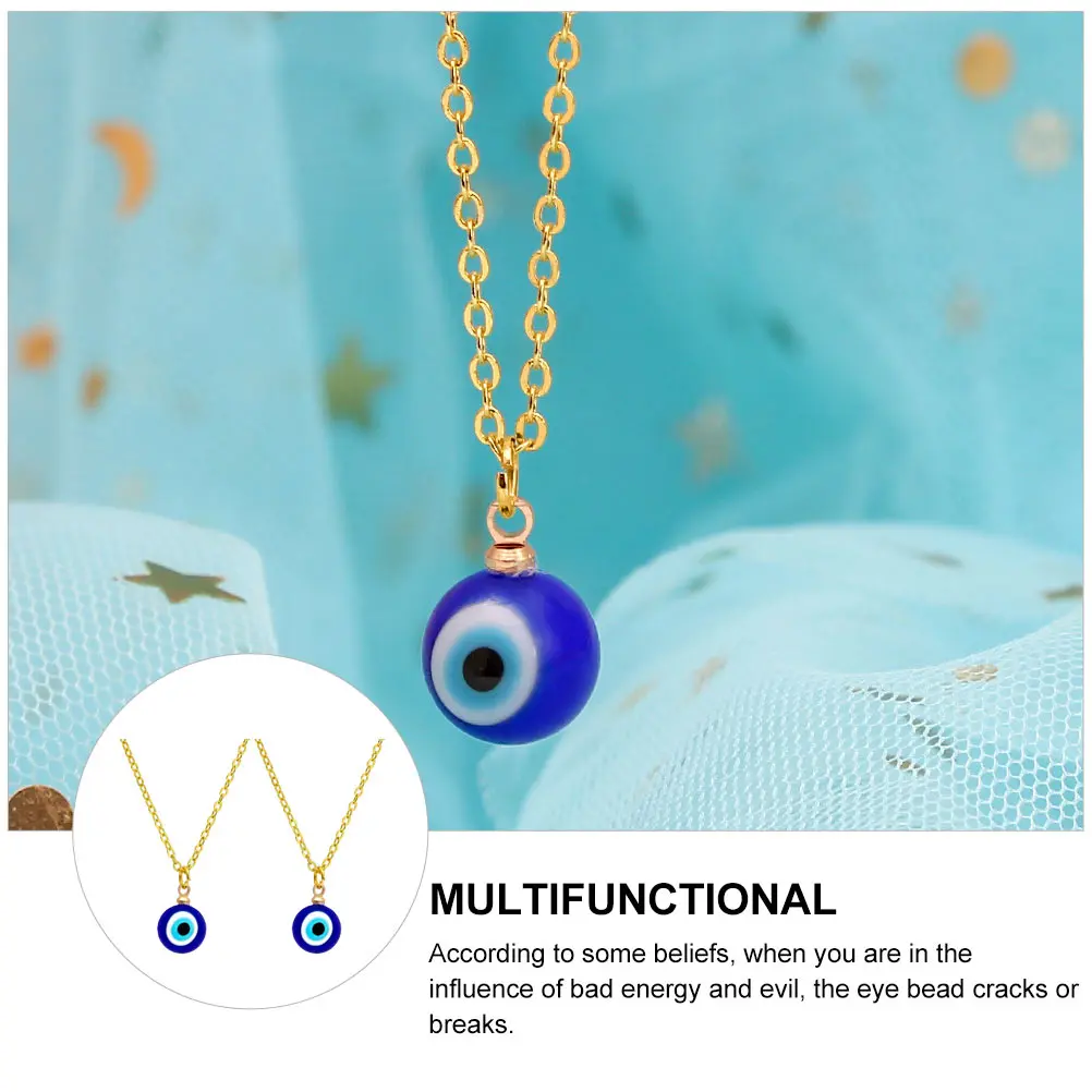 2pcs 's Eye Necklace 18K Gold Plated Blue Eyes Necklace Fashion Pendant Chain Evil Eye Protection Amulet for Women Men