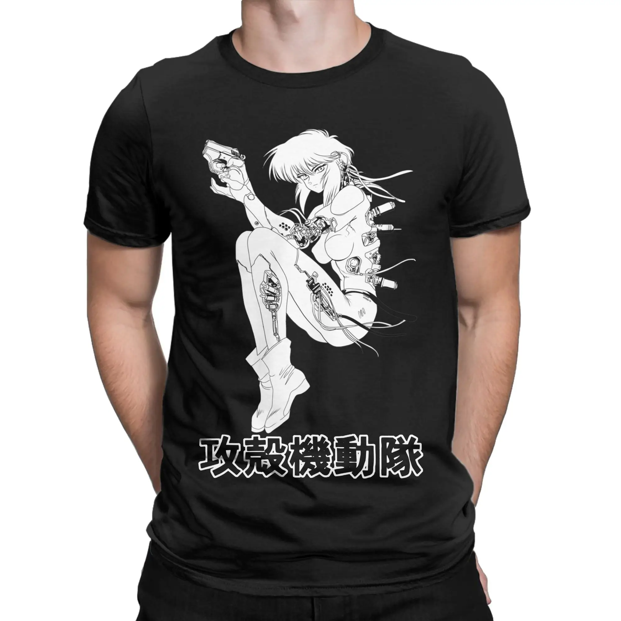 Motoko Ghost in the Shell T Shirt Men's  Cotton Funny T-Shirt Crew Neck Anime Tees Short Sleeve Clothing Gift Idea