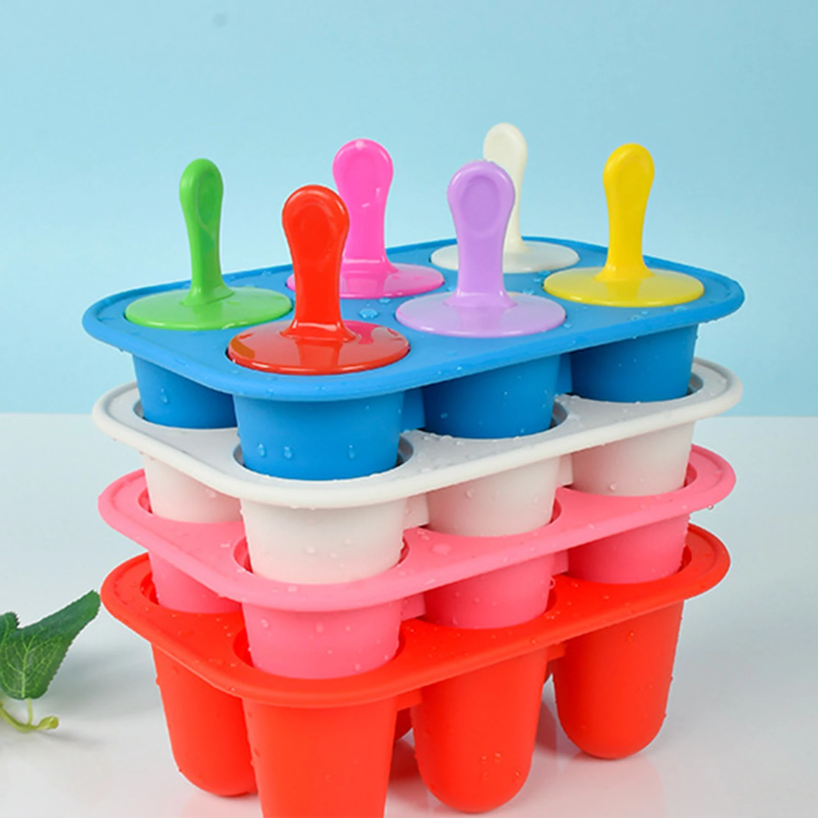 

6 Grids DIY Ice Cream Popsicle Silicone Mold Ice Cream Ball Maker Popsicles Molds Fruit Shake Home Kitchen Accessories Tool