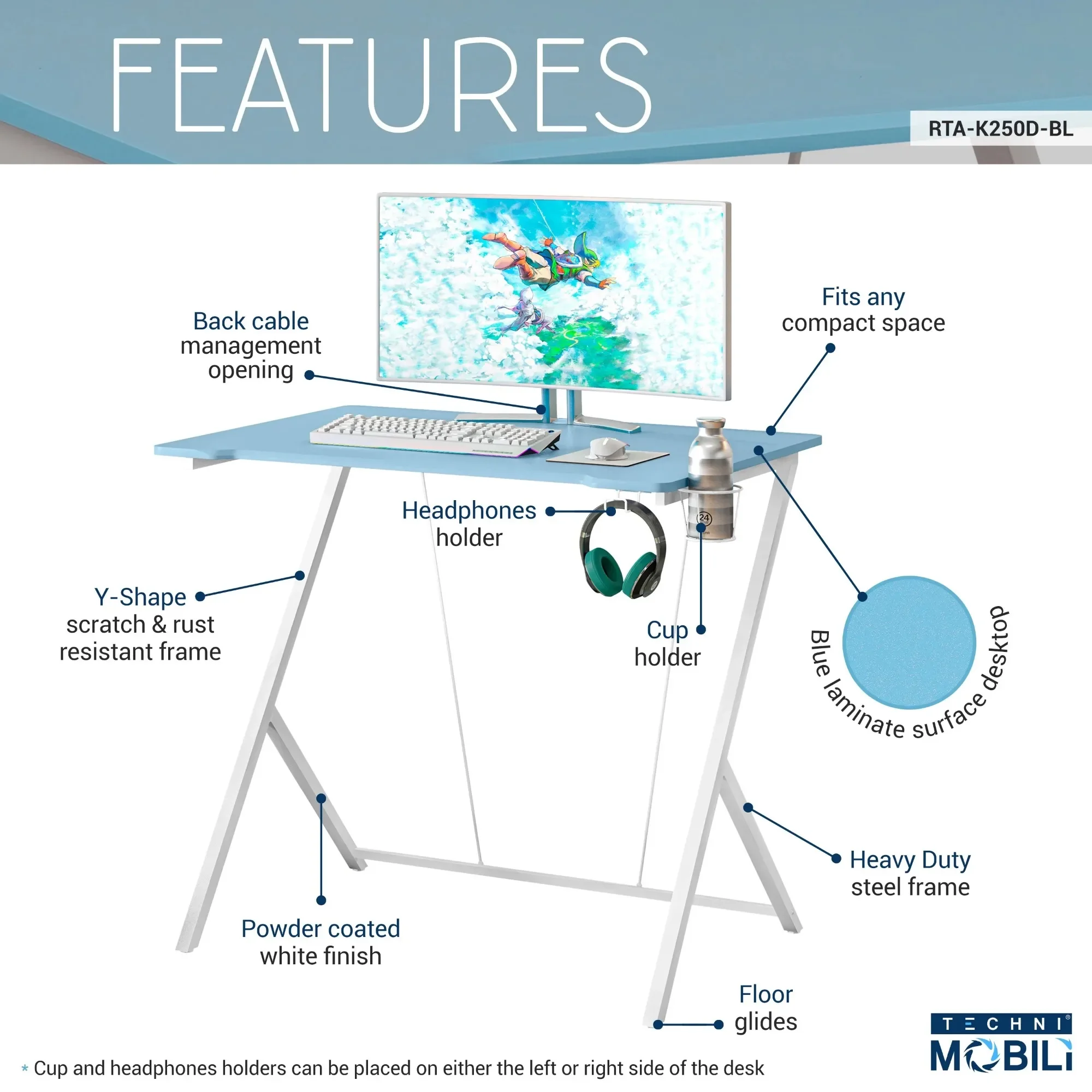 โต๊ะคอมพิวเตอร์สําหรับเด็ก โครงเหล็กรูปตัว Y กันรอยขีดข่วน ให้ความทนทานที่จําเป็นสําหรับโต๊ะเด็ก