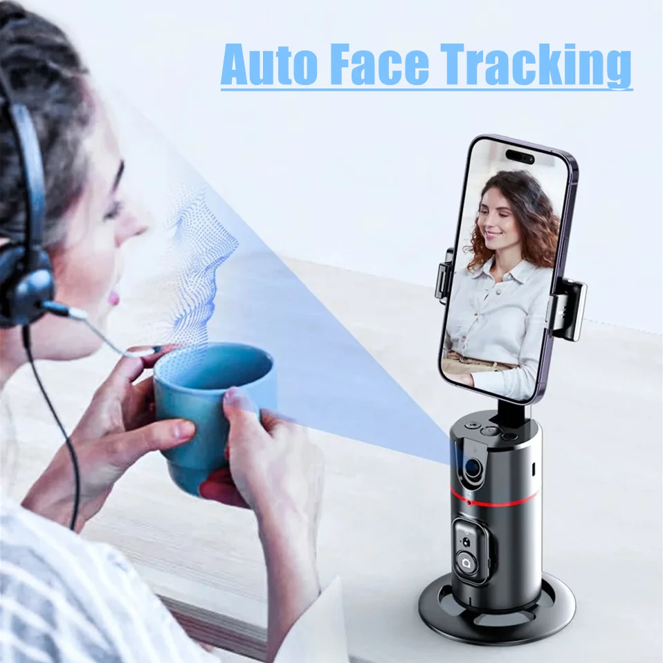 Smart Auto Face Tracking Phone Holder, 360° Rotation Gimbal Stabilizer Selfie Stick Tripod with Remote for Live Video Recording