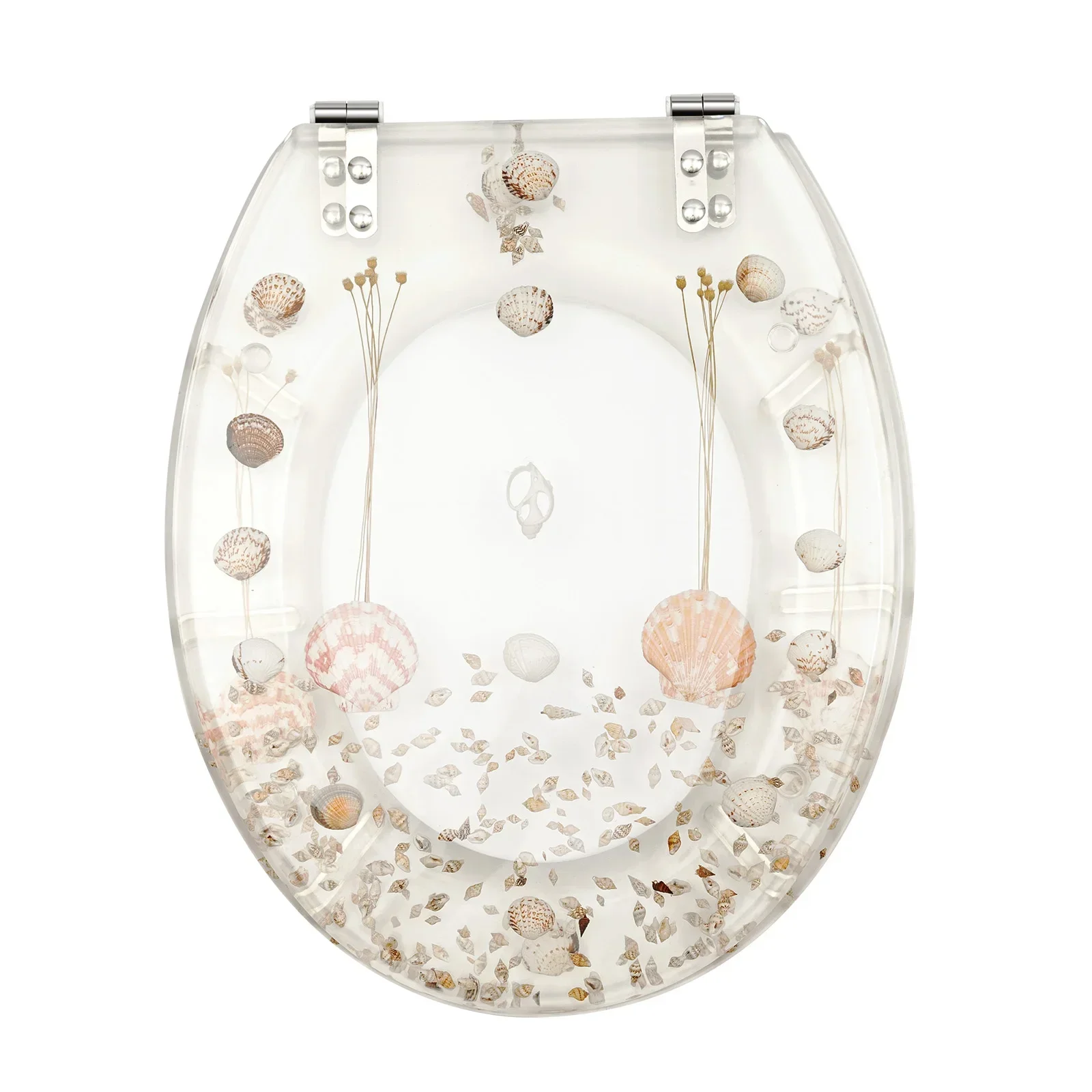 

Resin Toilet Seat Transparent Toilet Cover with Stainless Steel Strong Hinges Funny Round Toilet Seat for U Type V Type, O Type