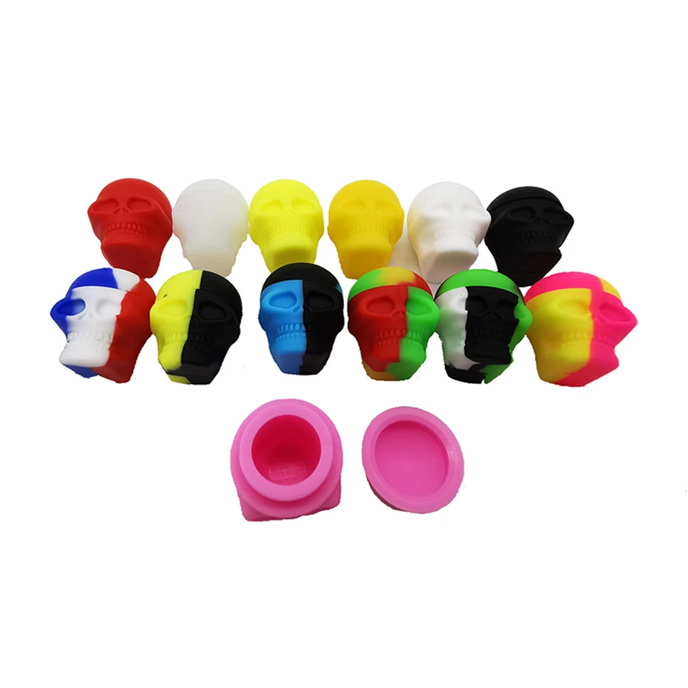 1pcs Skull Silicone Jar 3ml Skull Silicone Wax Container Storage Box Smoking Accessories For Oil Wax Jars Smoke Herb Tobacco