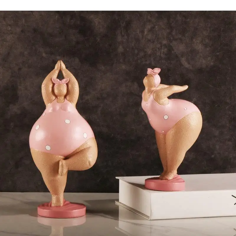 

Cute Fat Girl Yoga Figures Statue Desk Decoration Ornaments Abstract Character Sculpture Resin Crafts Room Aesthetics Decor