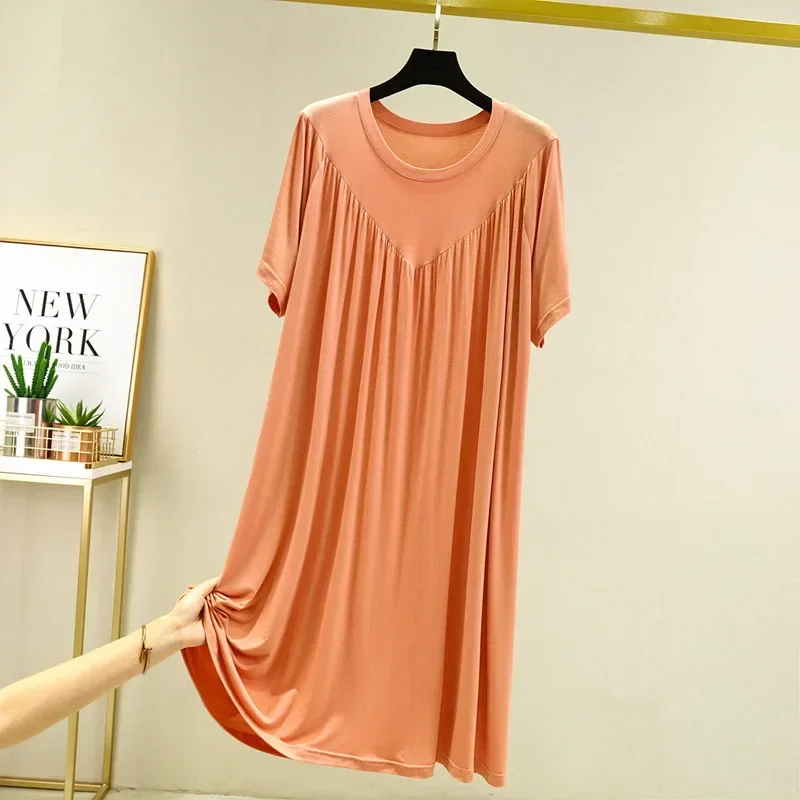 Casual Large Size Modal Cotton Nightgowns For Women Loose Long Sleeve Nightshirt Female Spring Autumn Summer Home Dresses 130KG