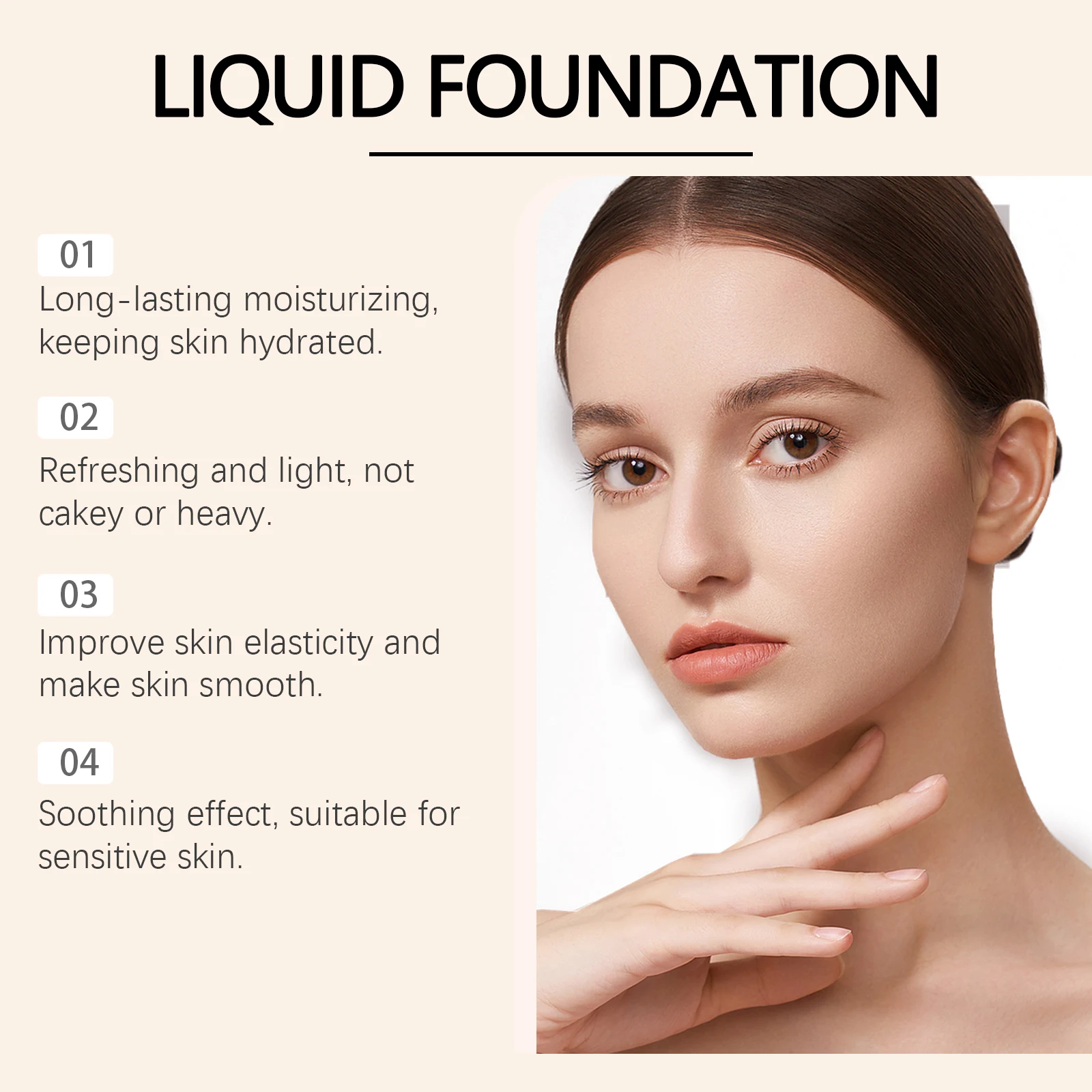 Zephoco Liquid Foundation Spf50 Medium Spectrum Sunscreen Serum Matte Waterproof Hyaluronic Acid Deep Hydration Face Foundation