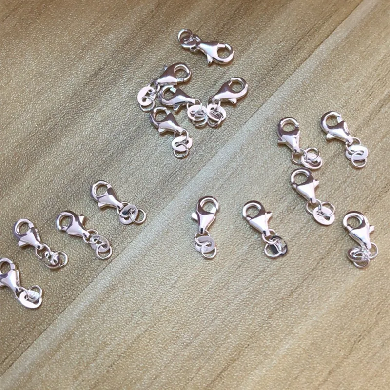 Steel/Silver Plated Copper Lobster Clasp Bracelet Links, 10pcs