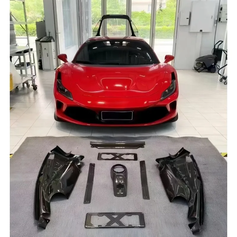 For Custom Dry Carbon Fiber Engine Compartment Bonnet Front and Rear Bumper Upgrade With Fender
