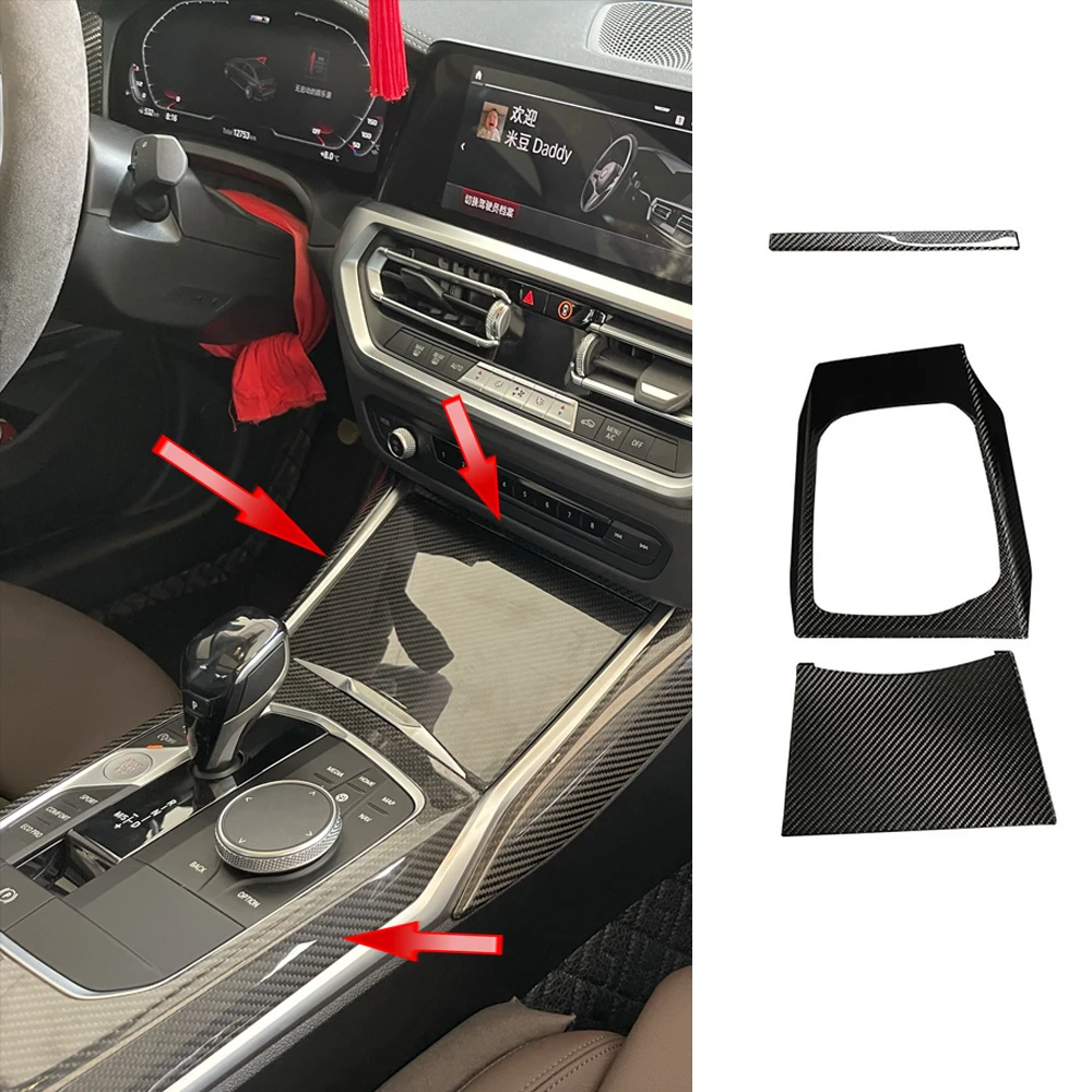 Real Carbon Fiber For BMW 3 4 Series G20 G21 G22 2020 Car Center Console Dashboard Side Air AC Vent Gear Panel Trim Accessories