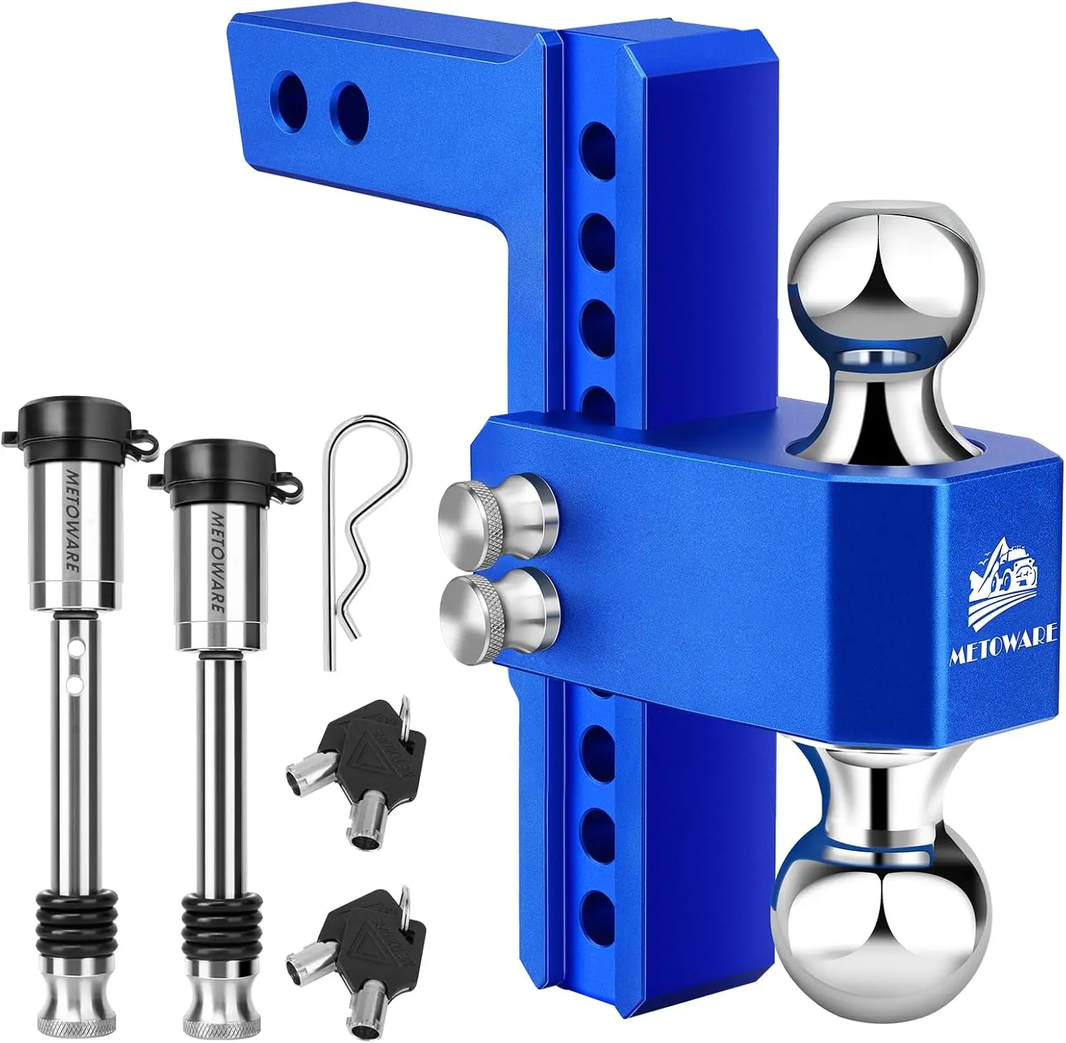 

Adjustable Trailer Hitch - Aluminum Tow Hitch Fits 2-Inch Receiver - Heavy Duty Drop Hitch with 8-Inch Drop/Rise for Truck (14,0