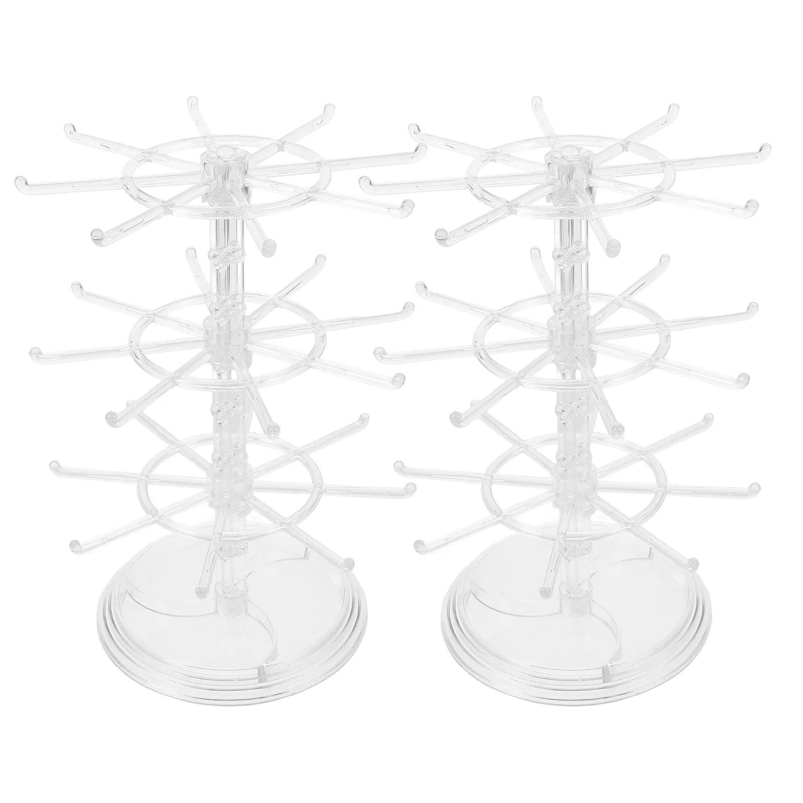 

2Pcs Rotating Jewelry Display Holder 3-Tier Space-Saving Acrylic Tower Stand for Earrings Necklaces Bracelets Hairbands