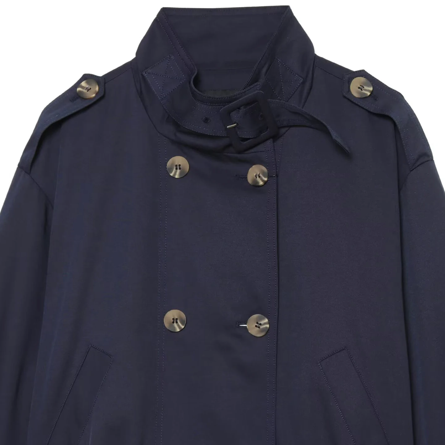 Fashionable Short Double-Buttoned Stand-Collar Windbreaker Women's Jacket 2026 New Summer Clothing Versatile Daily Wear