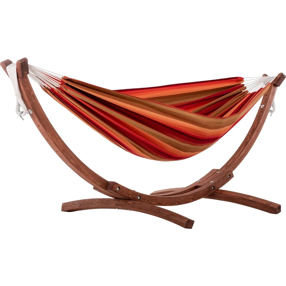 

Fade and Weather-Resitant Brazilian Hammock with Solid Pine Arc Stand - 450 lb Weight Capacity, Hammocks