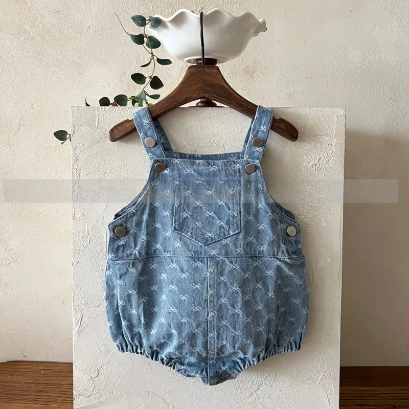 Baby Girls Bow Printed Denim C - Baby Products Korean 评论和价格