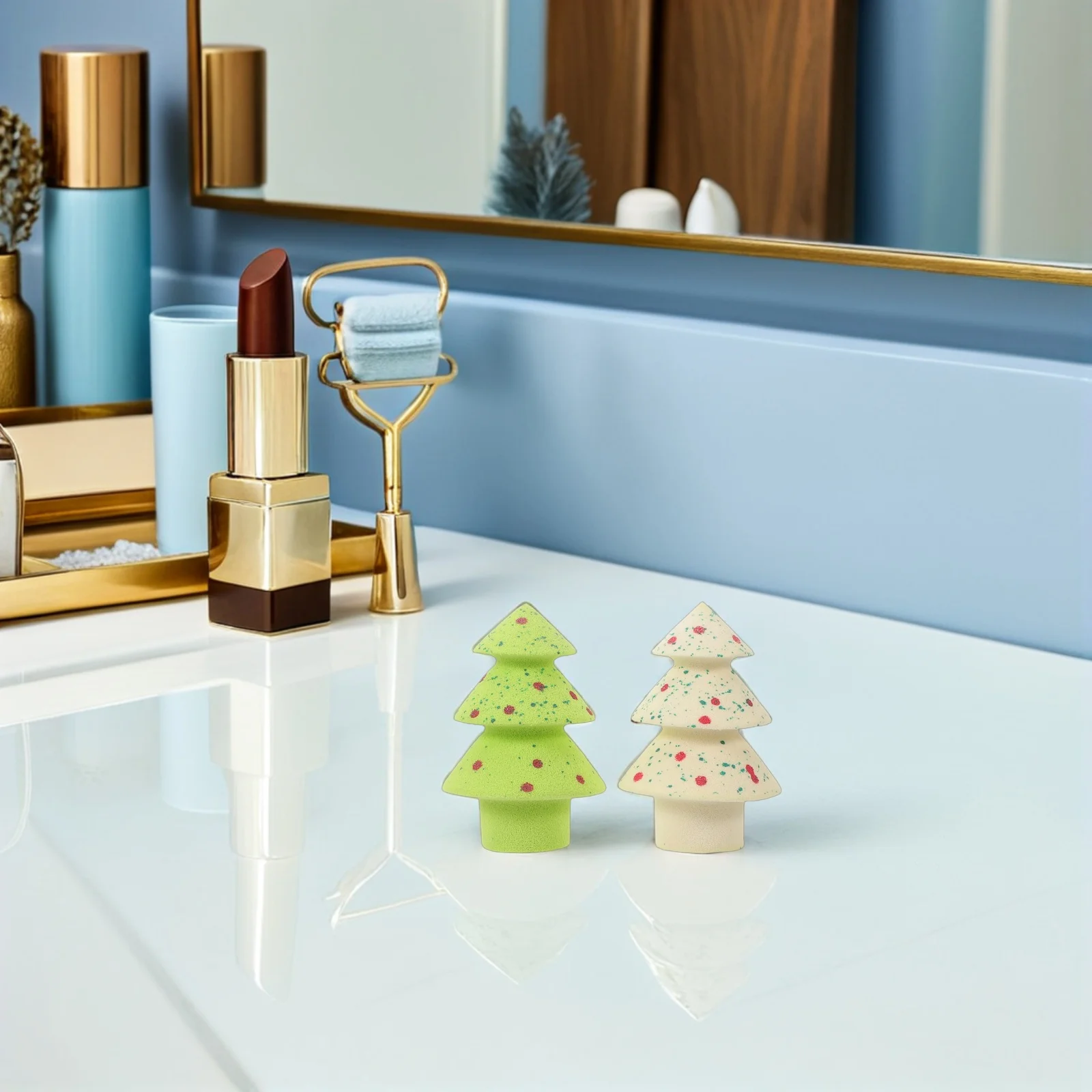 

1Set Christmas Makeup Sponge Puff Set Star Ball Design Soft Non-Latex Beauty Egg for Sensitive Skin Wet Foundation Blending