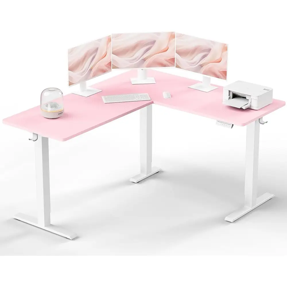 

Эргономичный электрический регулируемый L-образный стол 63x55, розовый, для домашнего или офисного использования