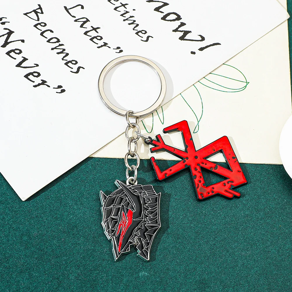 Anime Game Berserk Keychain Trend Cool Key Ring Bag Backpack Accessories for Boys Men Fans Gifts