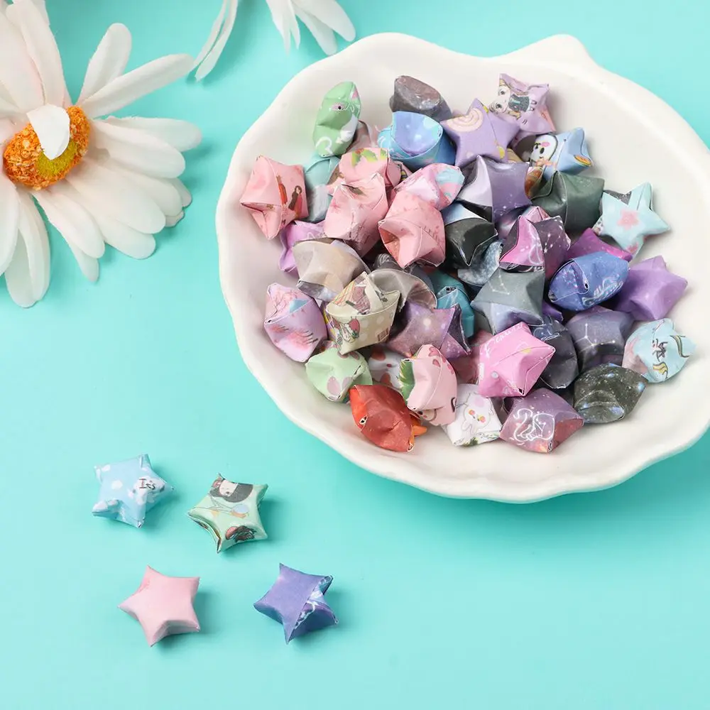 Simple Pattern DIY Origami Lucky Star Outer Space Origami Arts Crafting Star Origami Paper Strip Origami Paper Sky Stars Paper