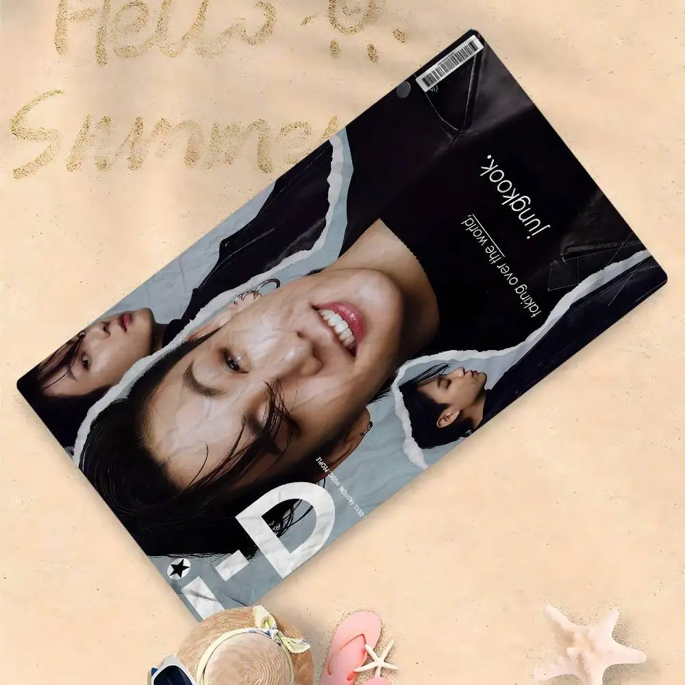 J-Jung K-Kook مناشف الشاطئ الكبيرة المصنوعة من الألياف الدقيقة، منشفة سريعة الجفاف، مناشف الشاطئ الرملي، منشفة حمام السباحة للسفر، حمام السباحة، اليوغا #5