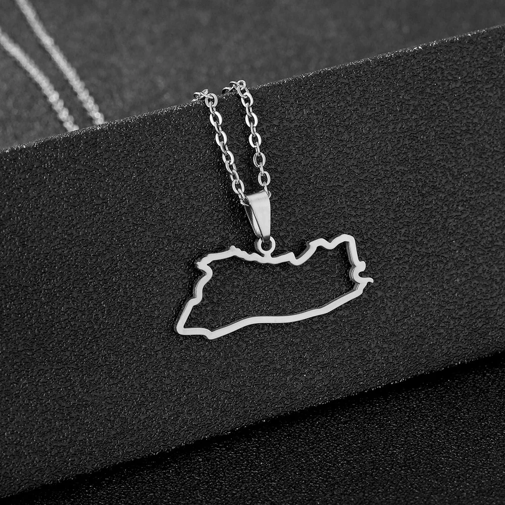 الفولاذ المقاوم للصدأ السلفادور خريطة جوفاء قلادة قلادة المجوهرات #2