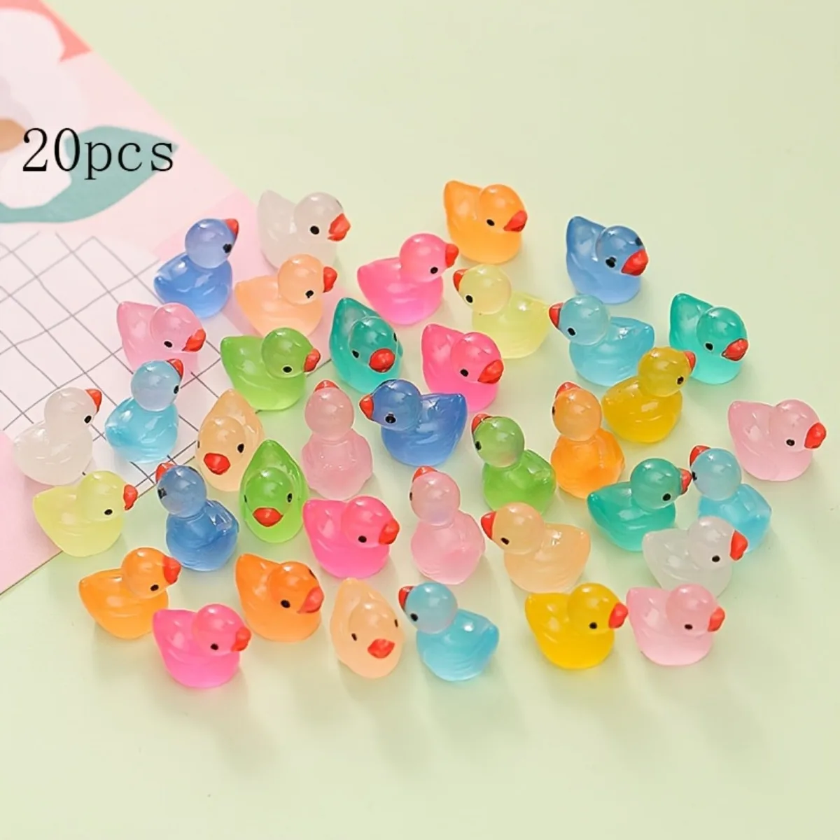 50pcs Luminous Mini Ducks Moss Microlandscape Miniature Duck Figurines Fairy Garden Access Home Decor Glow in The Dark image 6