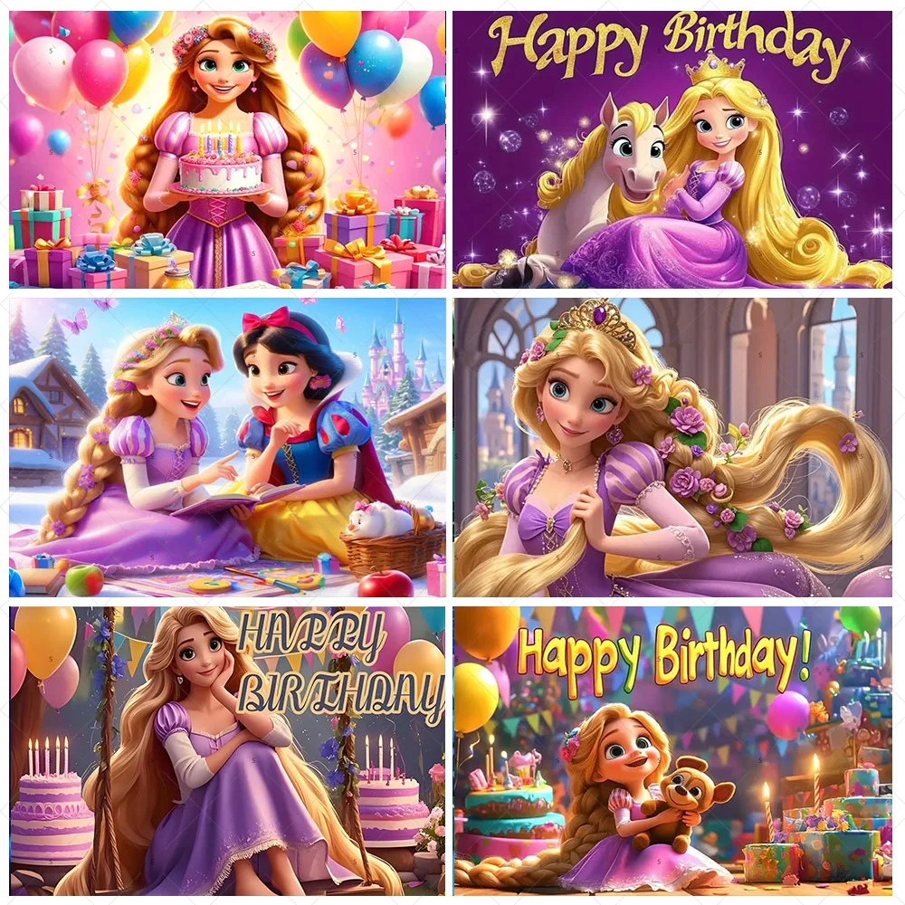 

Tangled Rapunzel Princess Backdrop Supplies Girls Birthday Party Decoration Rapunzel Background Baby Shower Photography Props