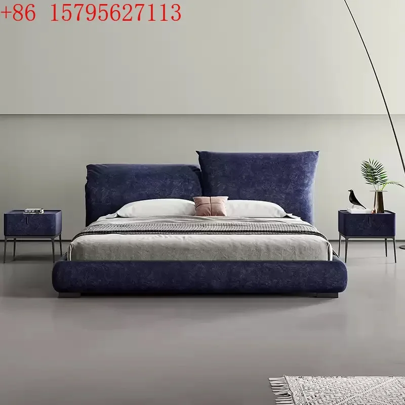 Chenier Flannel Petal Bed Modern Bedroom Double High PC and console game Bedroom Fabric Wedding Bed
