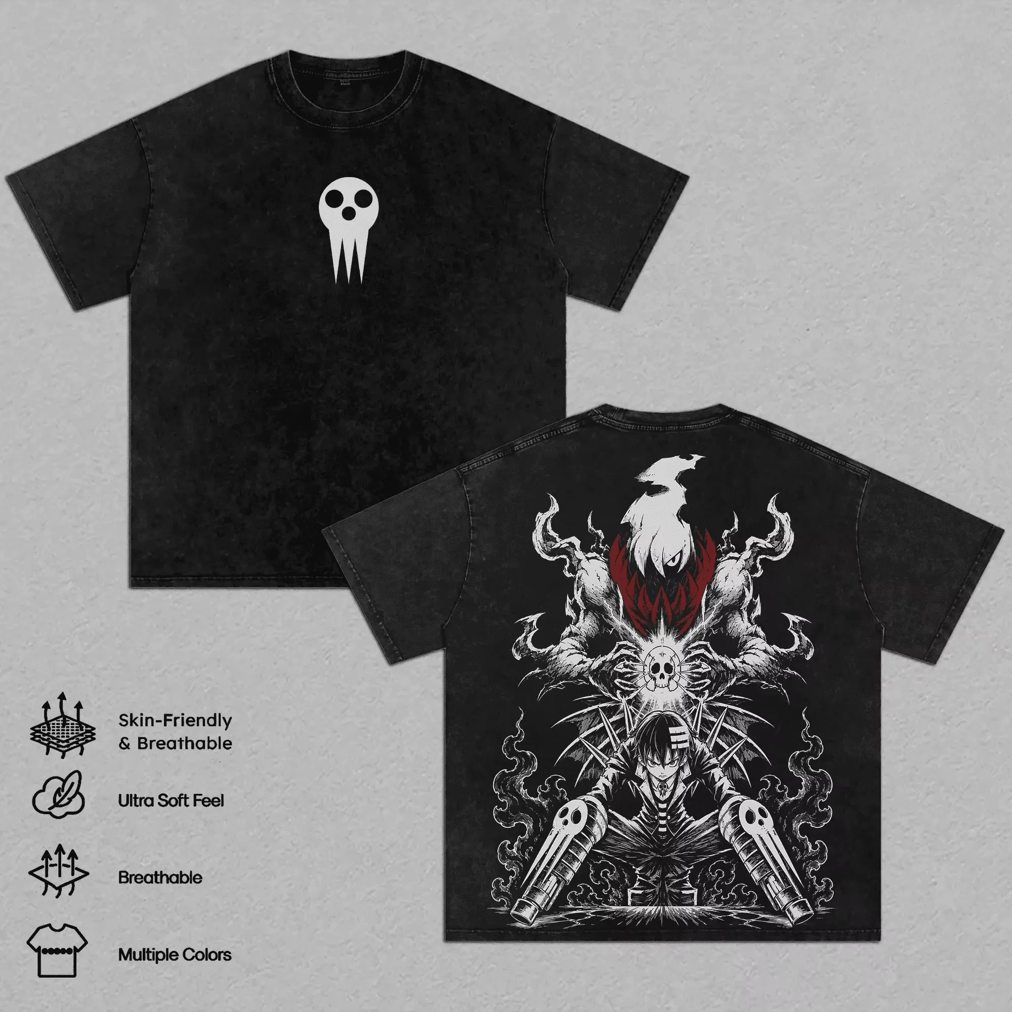 Anime Soul Eater Maka Albarn Manga Graphic Print T-shirt Men Women Vintage Washed O-neck Cotton Harajuku Y2K Style Oversized Tee