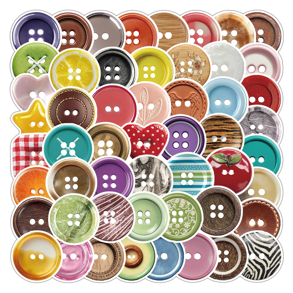 Paquete de 54 Uds de pegatinas de botones Vintage coloridas, calcomanías artesanales Retro para álbum de recortes, diario, proyectos de costura DIY, decoración creativa