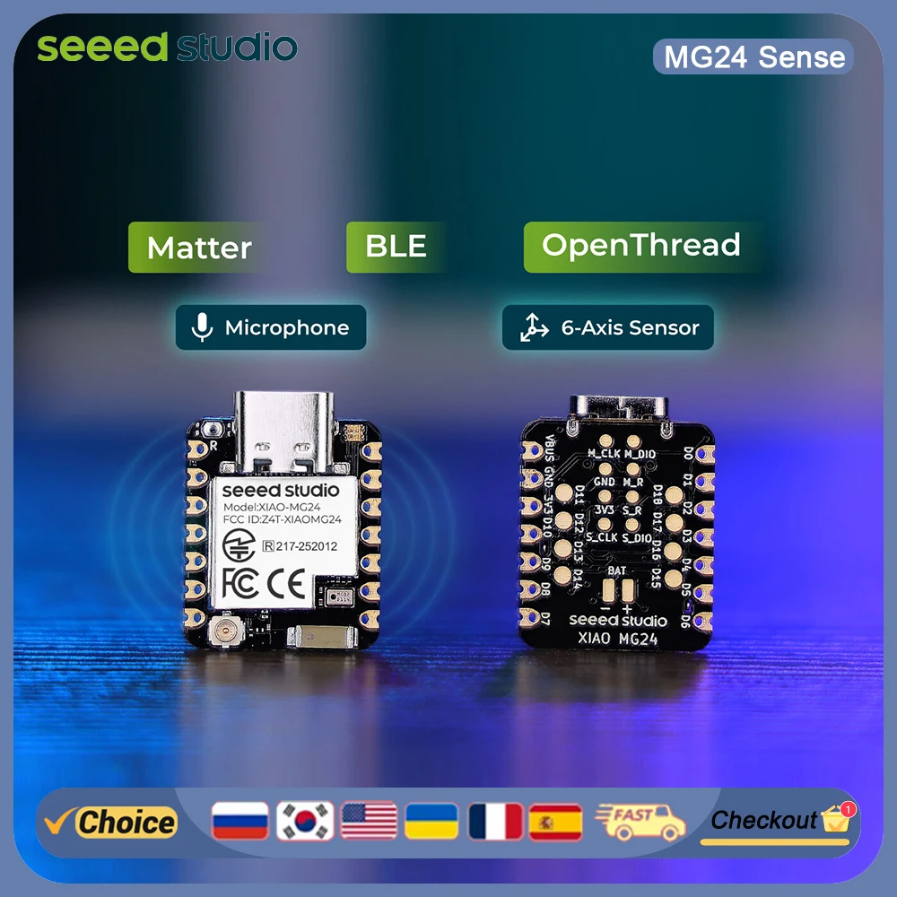 

XIAO MG24 Sense: Ultra-Low-Power Matter/Thread/BLE 5.3 Dev Board with Cortex-M33, 4MB Flash & Onboard Mic/IMU for TinyML & IoT