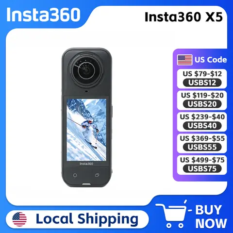 Insta360 X5 8K30fps 360 Video with Dual 1/1.28" Sensors 208 Mins Battery Life Tougher, Replaceable Lenses