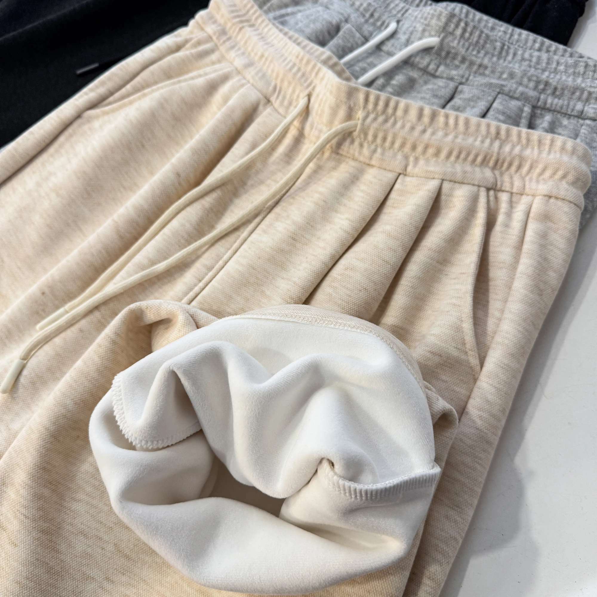 Thiened Fce ワイドレッグ カジュアルパンツ レディース ハイウエスト ストレートカット シルクブレンド 秋冬 暖かい ドレープ カジュアルパンツ