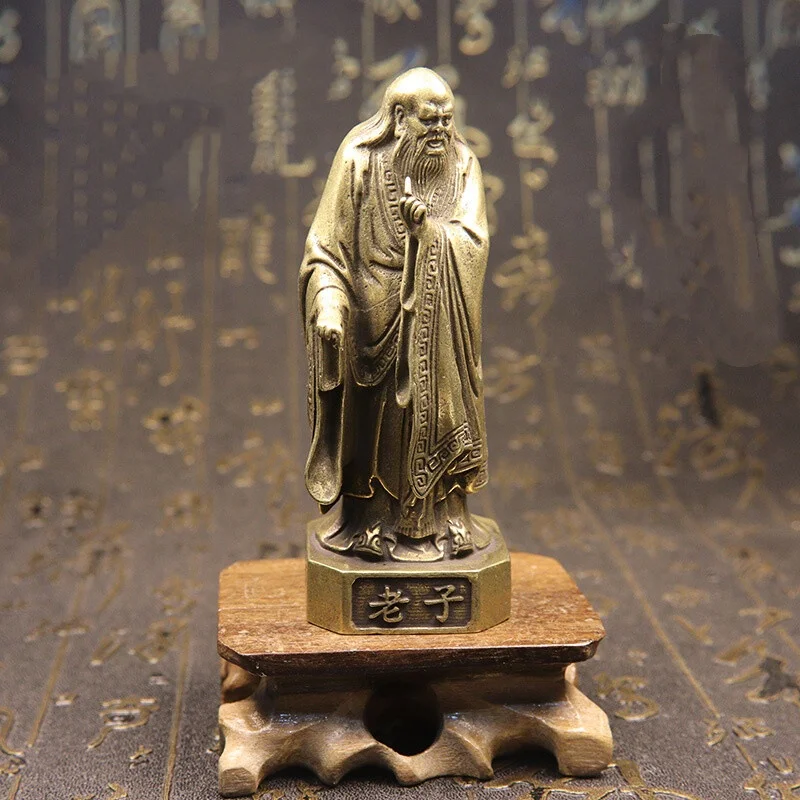 Antique Bronze Chinese Taoist Founder Lao Zi Figurines Vintage Copper Buddha