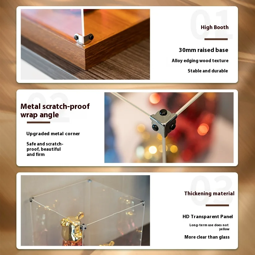 Zimooo Bubble Toy Acrylic Storage Display Box With Light For Figurines Labubu Angel Toy Collectible Case Handmade Craft Box