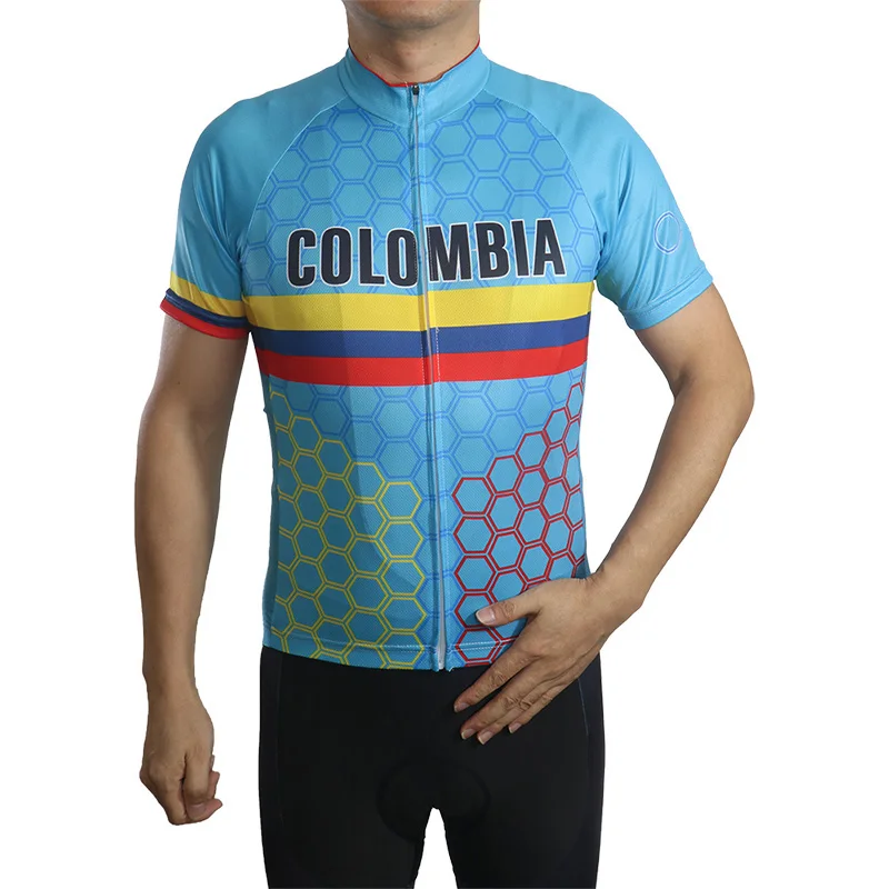 

Cycling Jersey for Men, Bike Wear, Short Sleeve, MTB Shirt, Road Jacket, Motocross Top, Tight Bib, Downhill Clothing, Colombia