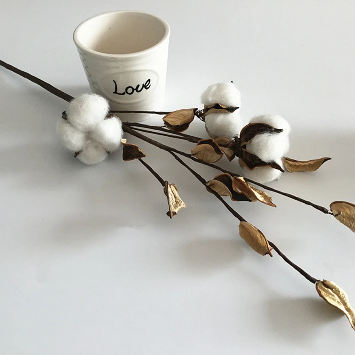 

45Cm Dried Stems Soft Cotton Bolls Artificial Cotton Branches For Home Wedding Decor Rustic Centerpiece Diy Wreath Party