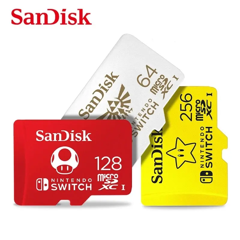 

100% Original SanDisk New style 64GB 128GB 256GB SDXC UHS-I memory cards for Nintendo Switch game Pupil TF card with adapter