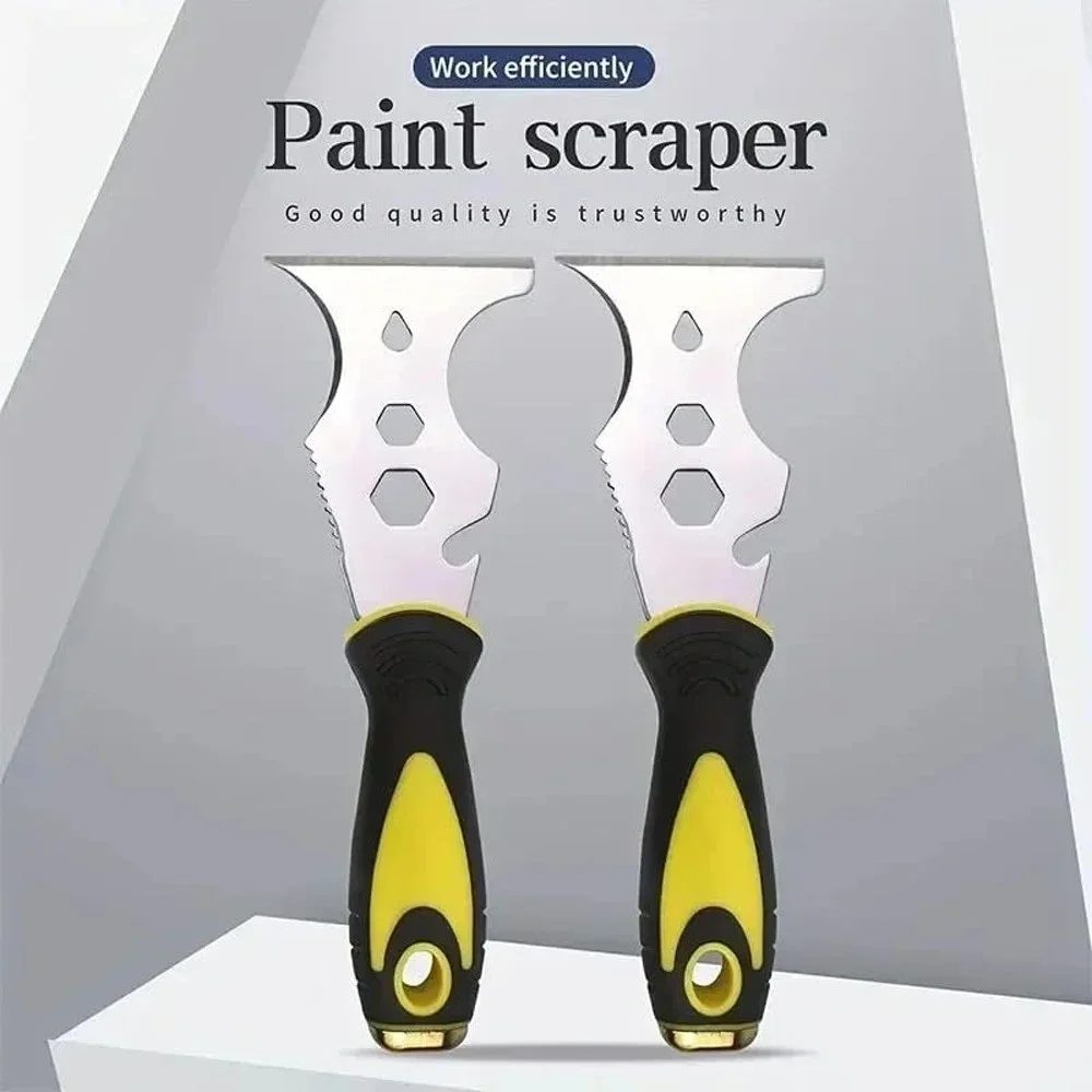 15-In-1 Multi Use Putty Knife Stainless Steel Paint Scraper Tool Wallpaper Can Opener Cleaning Paint Rollers Home DIY