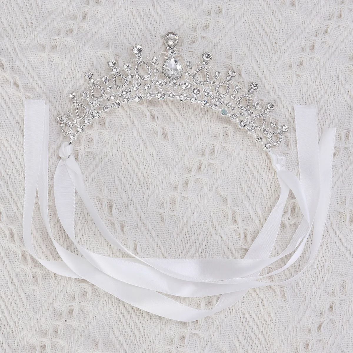 

Elegant Bridal Hairband with White Rhinestones Crystal Teardrop Design for Wedding Prom Party Pageant 14x62cm Alloy Headpiece