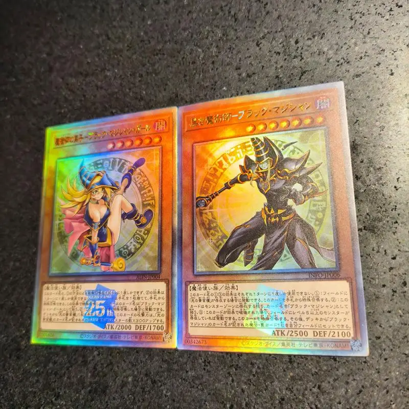 อะนิเมะ Yu-Gi-Oh DIY ACG โต๊ะเกมการหักเหการ์ดสะสม Black Magician Black Magician Girl ของเล่นเด็กของขวัญวันเกิด