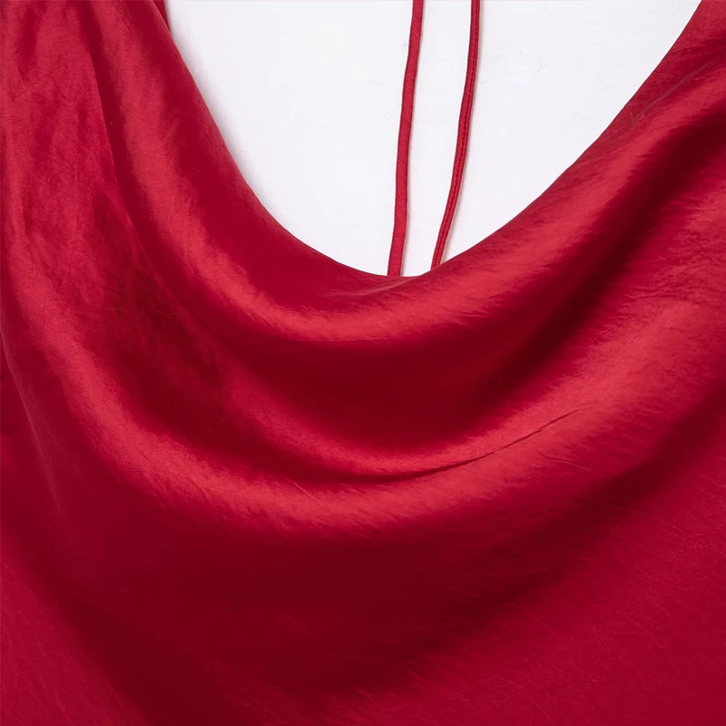 فساتين Koekop النسائية ذات اللون الصلب والمزخرفة من الساتان، فساتين كلاسيكية كاجوال بدون ظهر أنيقة للسيدات، تنانير #5