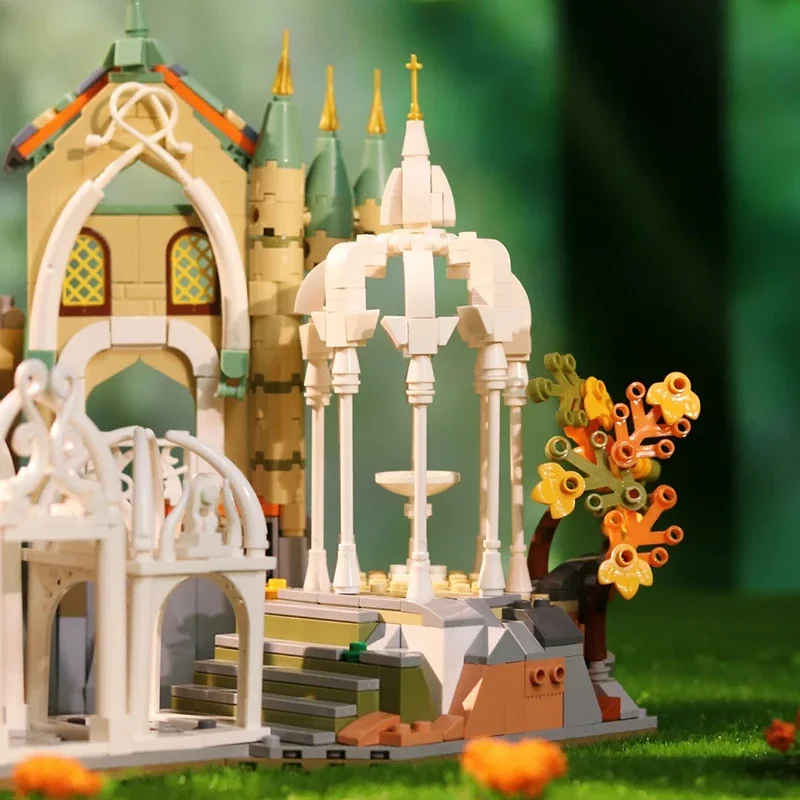 Blocs de construction château d'ombre verte créatifs, 1555 pièces, château d'ombre verte, modèle de maison Rivendell, briques à assembler, jouets pour adultes