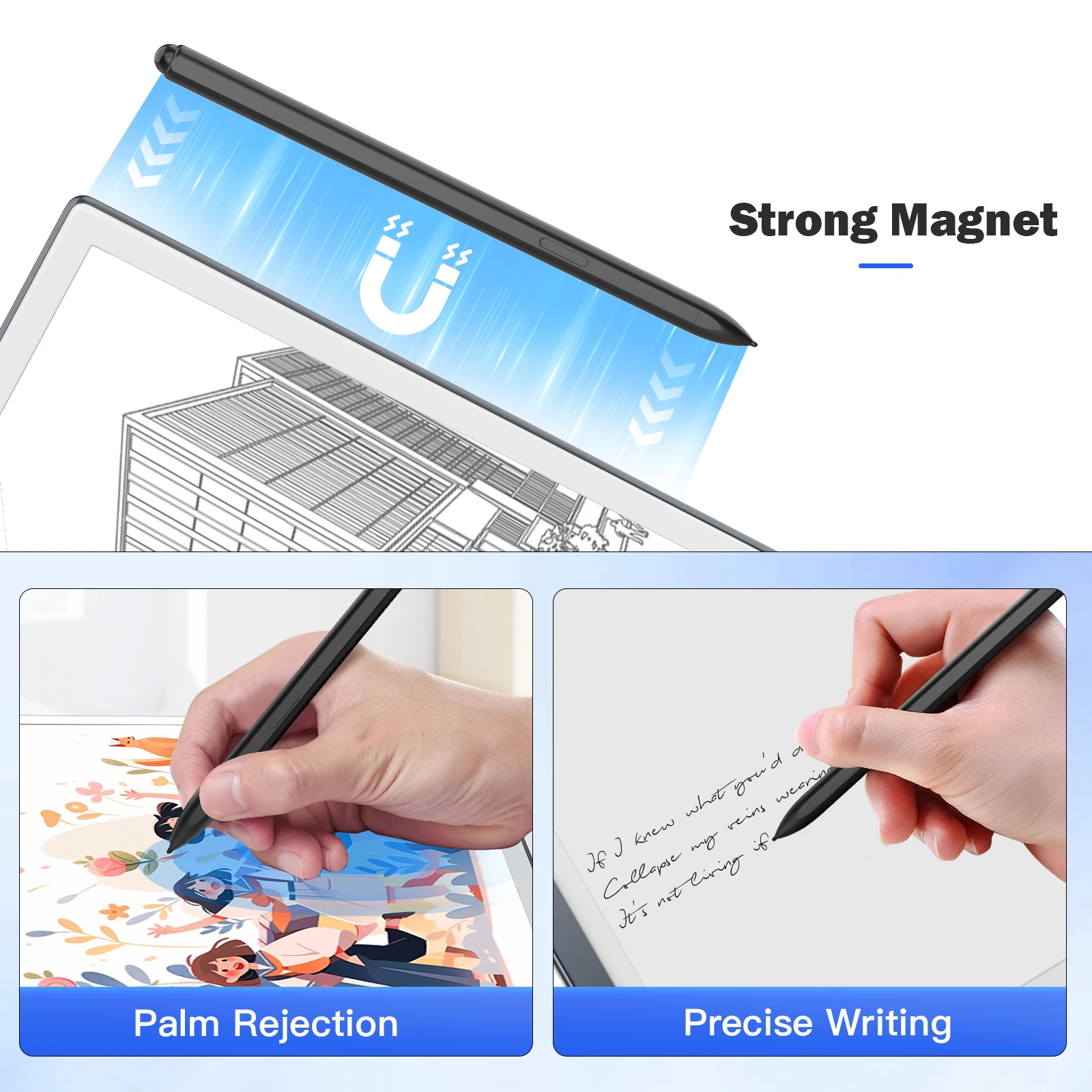 TiMOVO Magnetic Remarkable 2 Pen with Eraser, EMR Stylus Digital Pen Marker Plus with 4096 Sensitivity & Palm Rejection & Tilt