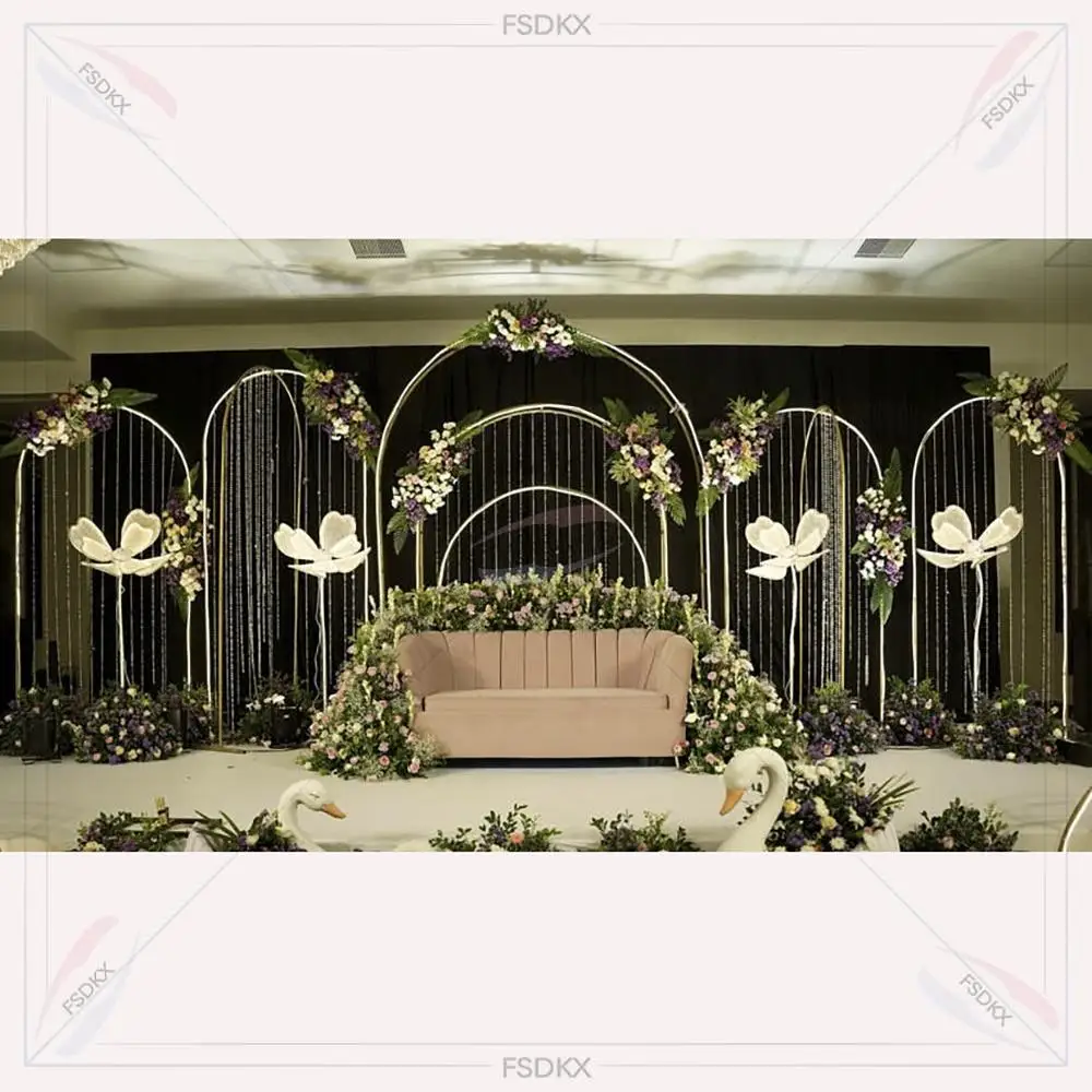 

Customized Modern White Acrylic PVC Arched Backdrop Stand Wall Panel for Party Event Supplies