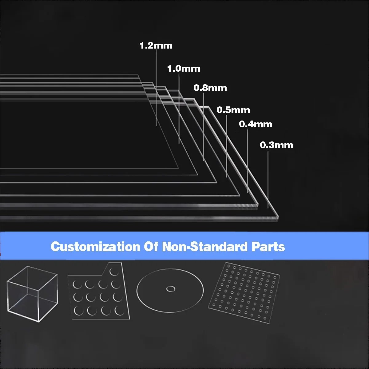 High Transparent PVC Plate  Plastic Sheet Hard Board Thickness 0.3/0.5/0.8/1/1.2-2mm 100x200 200x200 200x300 210x297 300x400mm