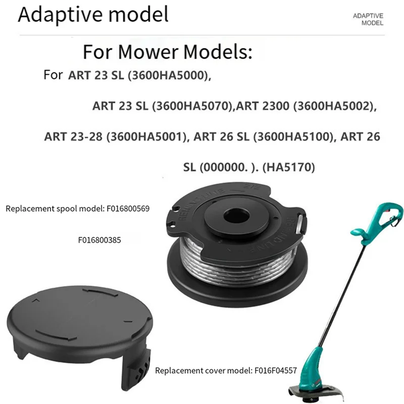 String Trimmer F016800569/F016800385 Spool Line With F016F04557 Spool Cover For  Easy Grass Cut ART 23SL 26SL-AB52