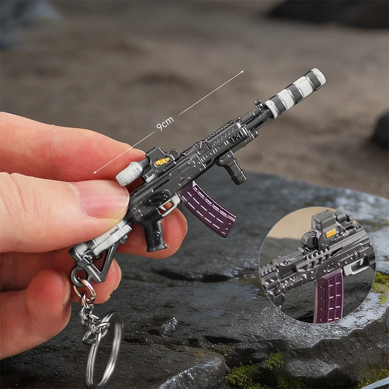 9cm Arena Breakout Gun Model Keychain AK102 Tactical Master Mini Alloy Keyring Game Pendant Gifts Collections Accessories view 4