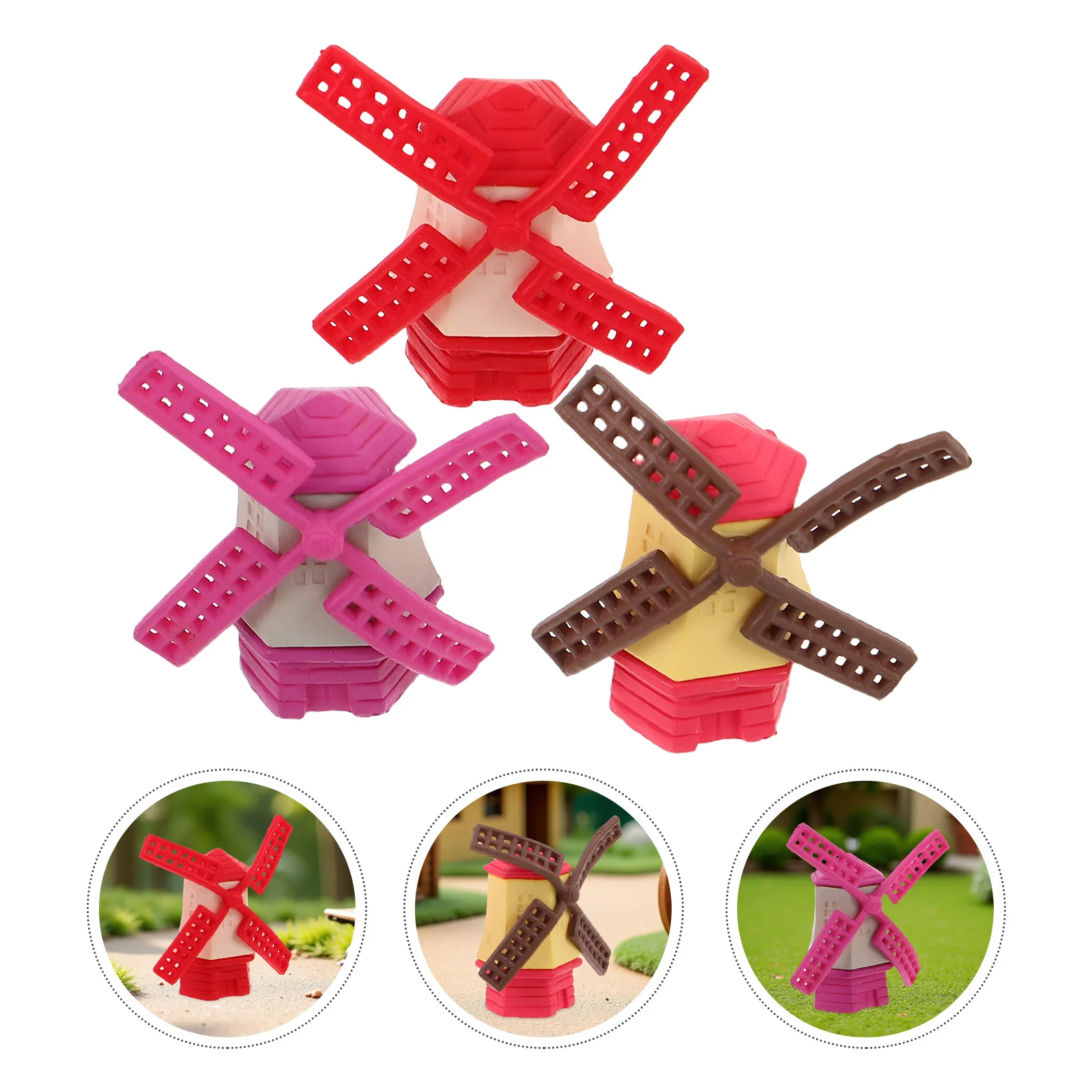 

6pcs Miniature Windmill Figurines Micro Landscape Garden Decor Resin Fairy Garden Accessories For Terrarium Bonsai Cake Ornament