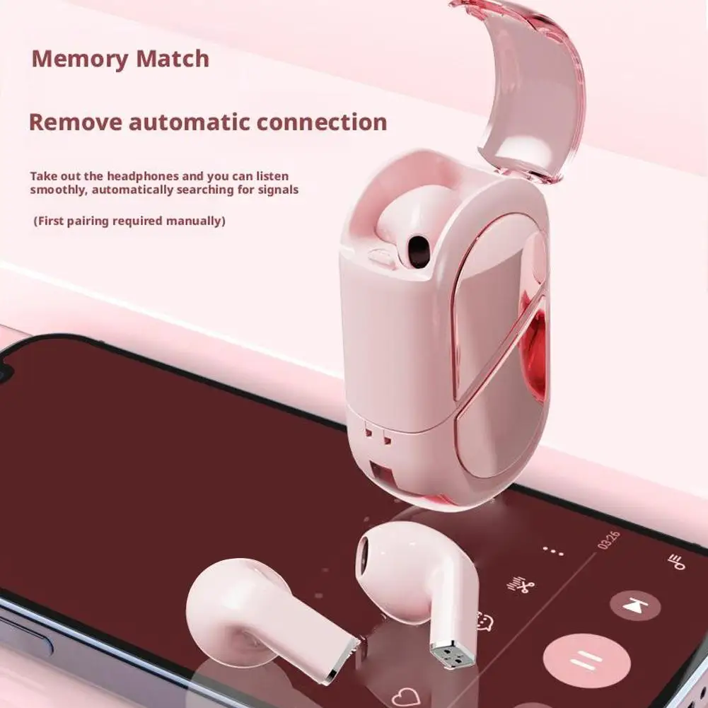 K520 Deformable Heart-shaped Mini Invisible Bluetooth Headset Intelligent Stereo Senseless Wearing Support Memory Pairing